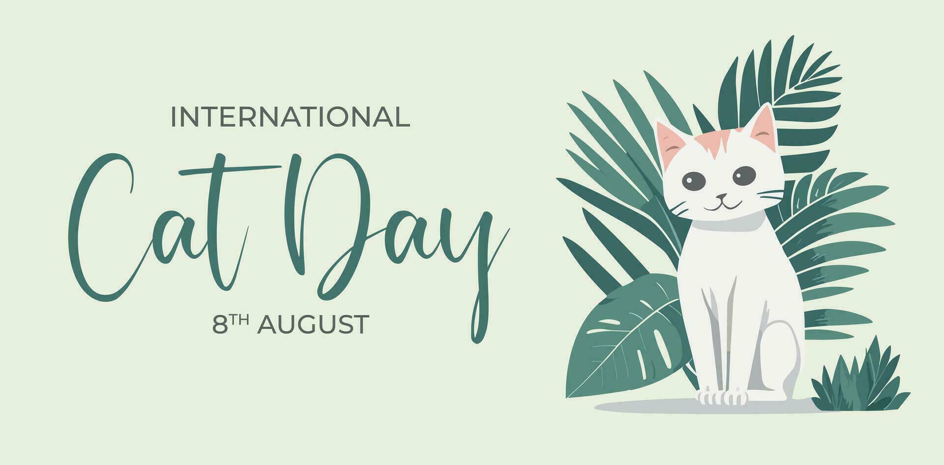 Hand drawn international cat day horizontal banner template vector