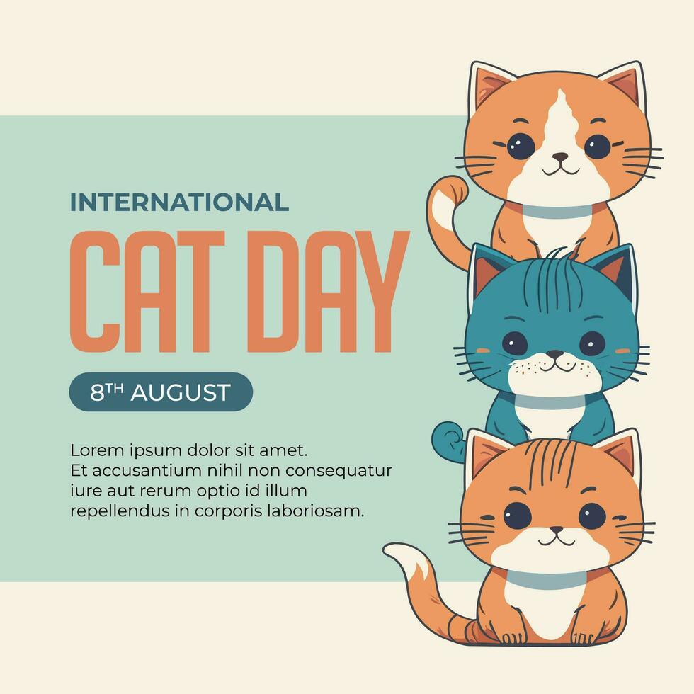 Hand drawn international cat day illustration vector