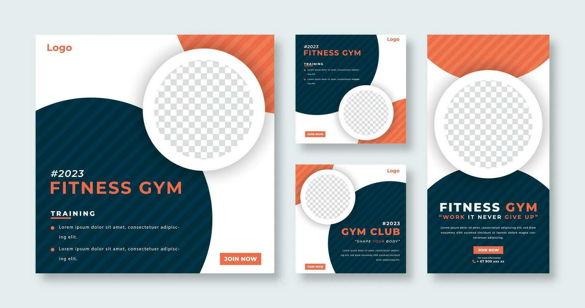 Gym Fitness Social Media Post for Online Marketing Promotion Banner, Story and Web Internet Ads Flyer vector