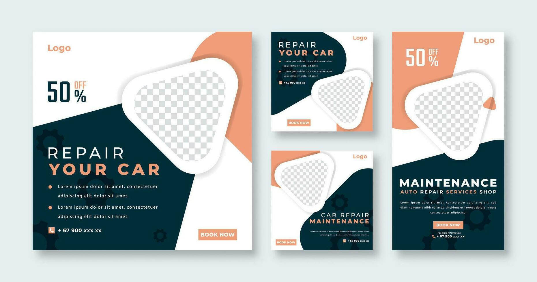 Mechanic Assistance Social Media Post for Online Marketing Promotion Banner, Story and Web Internet Ads Flyer vector