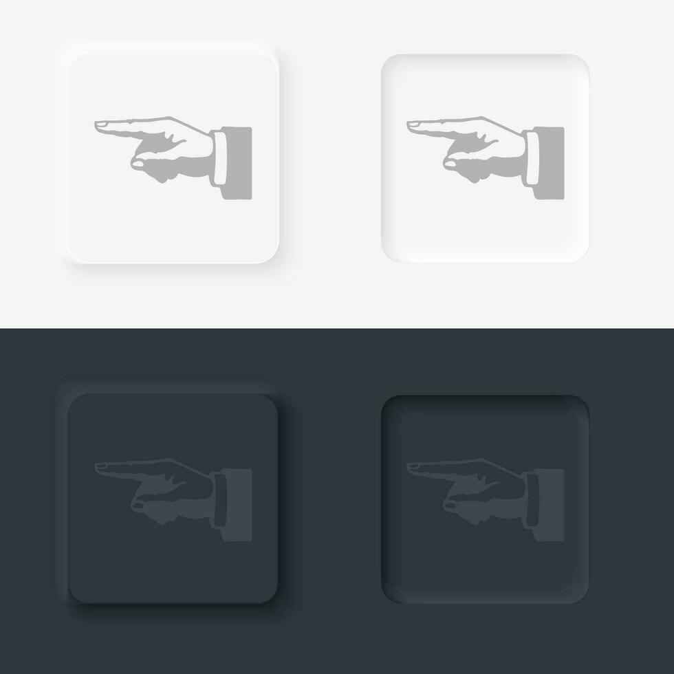 Arrow vector icon, Neumorphic style arrow button vector icon on black and white background set