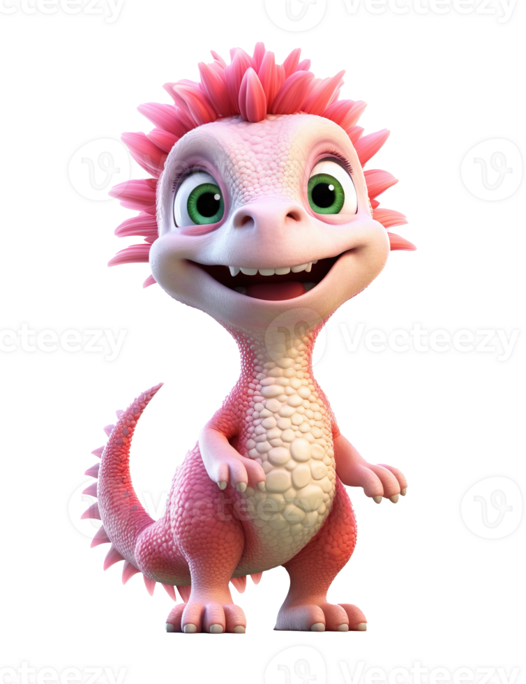 Happy cute baby spinosaurus, cute cartoon dinosaur image. High quality ai image png