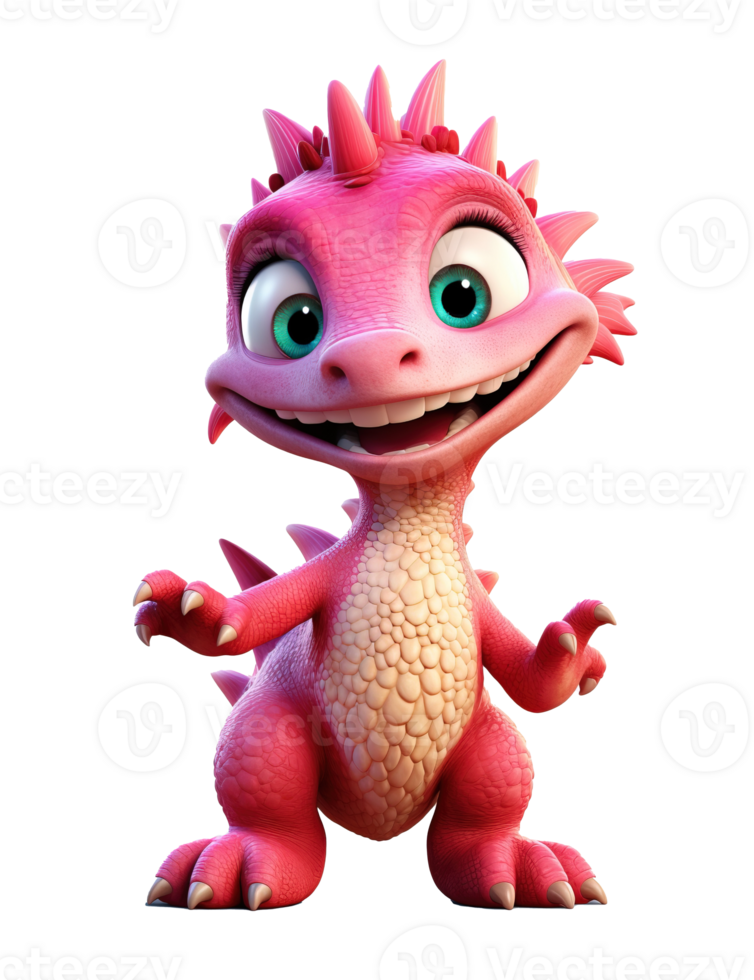 Happy cute baby spinosaurus, cute cartoon dinosaur image. High quality ai image png
