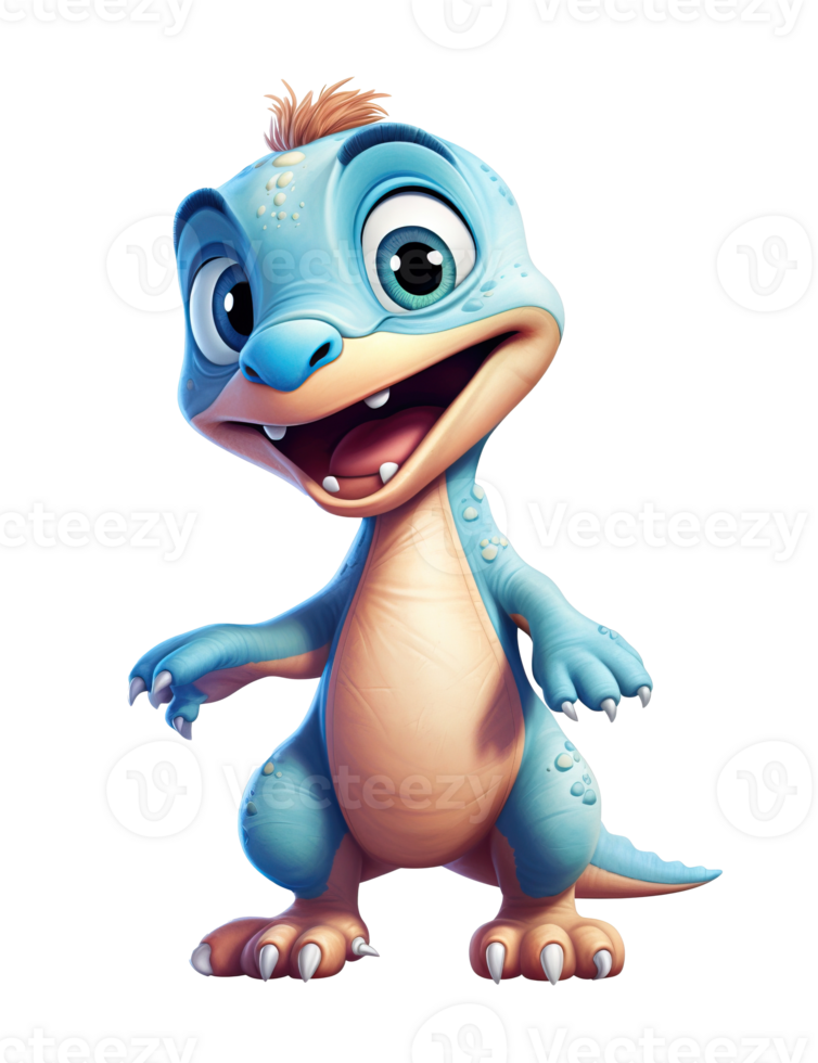 Happy cute baby velociraptor, baby dinosaur ai generated image. High quality ai image png