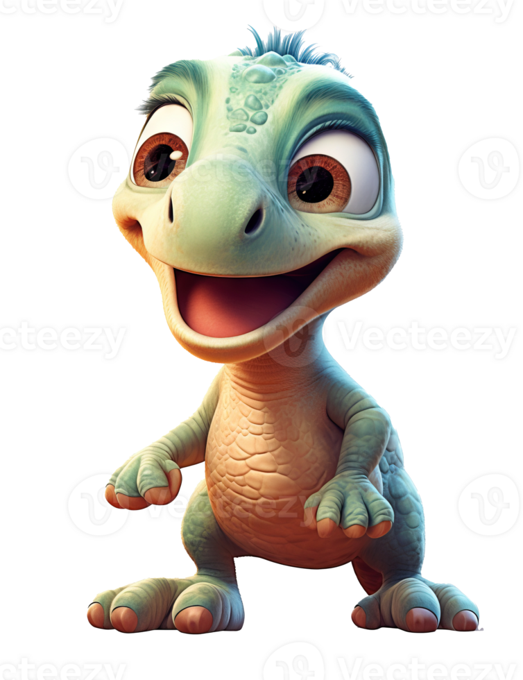 Happy cute baby velociraptor, baby dinosaur ai generated image. High quality ai image png