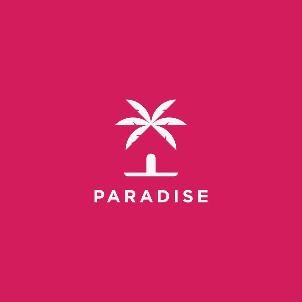 Paradise logo, home, door, palm tree, leaf icon logo and vectors