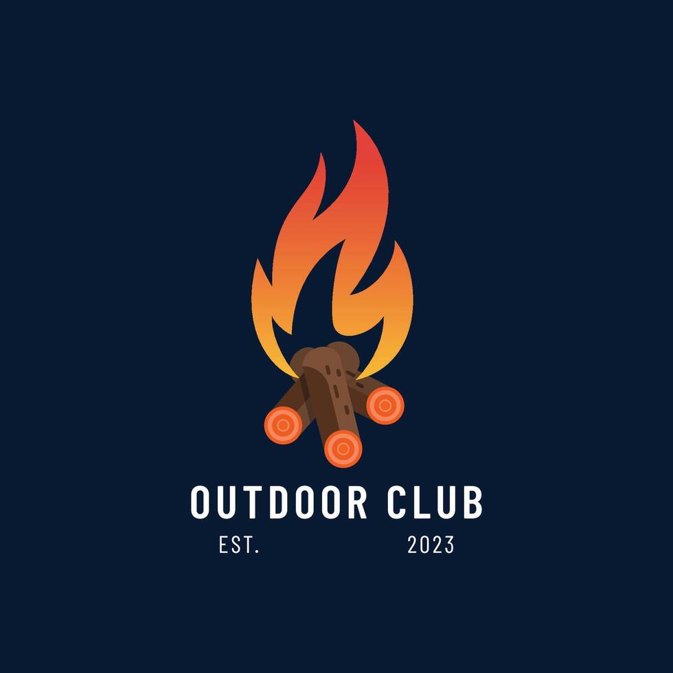 Outdoor Logo, campfire, steak, pork, flame icon logo and vectors