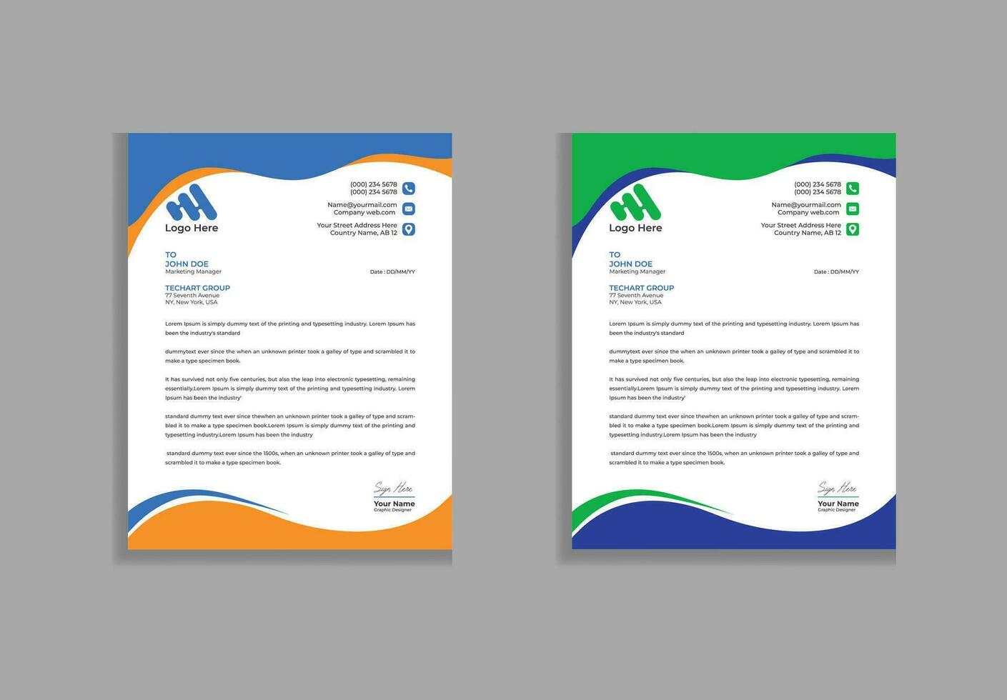 Modern company business letterhead template design vector