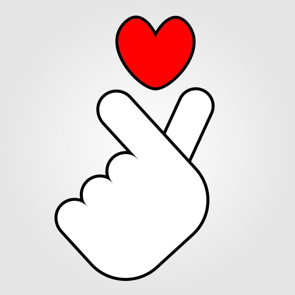 Finger heart love icon. Vector design.