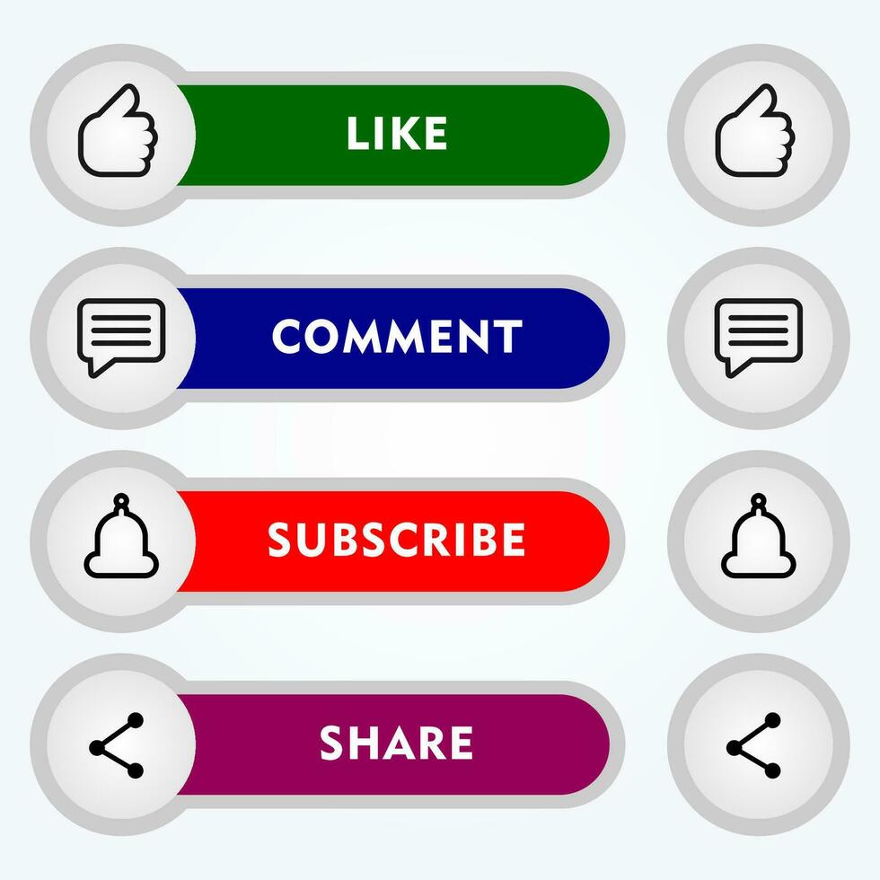 me gusta comentario compartir suscribir botón icono. vector diseño.