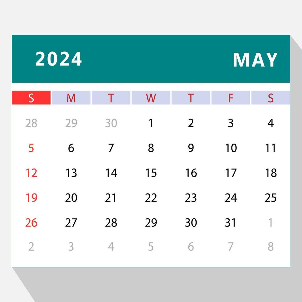 May 2024 calendar template. Vector design 25796453 Vector Art at Vecteezy