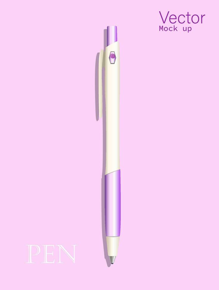 Realistic Blank Pen isolated. Office Tool pen template. Vector illustration of Realistic Ballpoint Pen mock up. Branding template Of Corporate Identity.