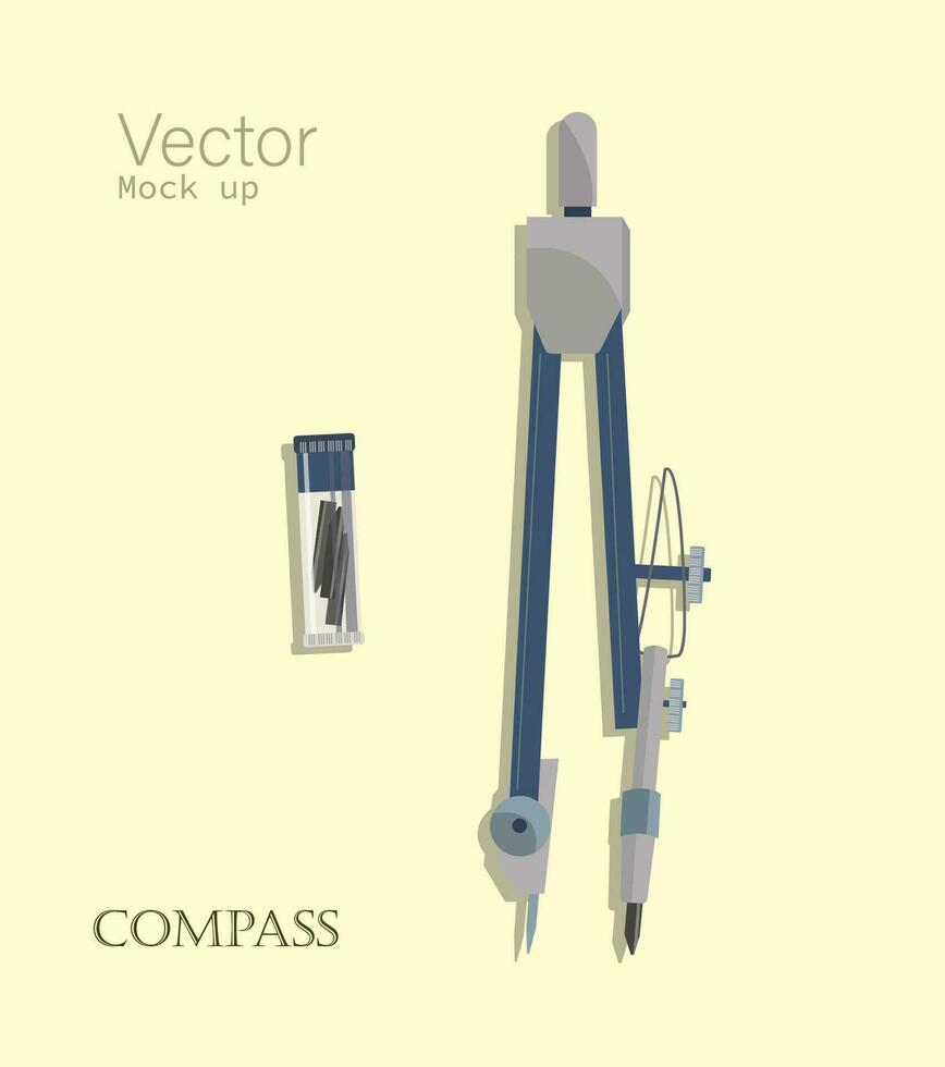 Compass isolated icon, flat detailed design graphic style. Vector illustration. Divider creative sign. Math, geometry, engineer, architect, school symbol.