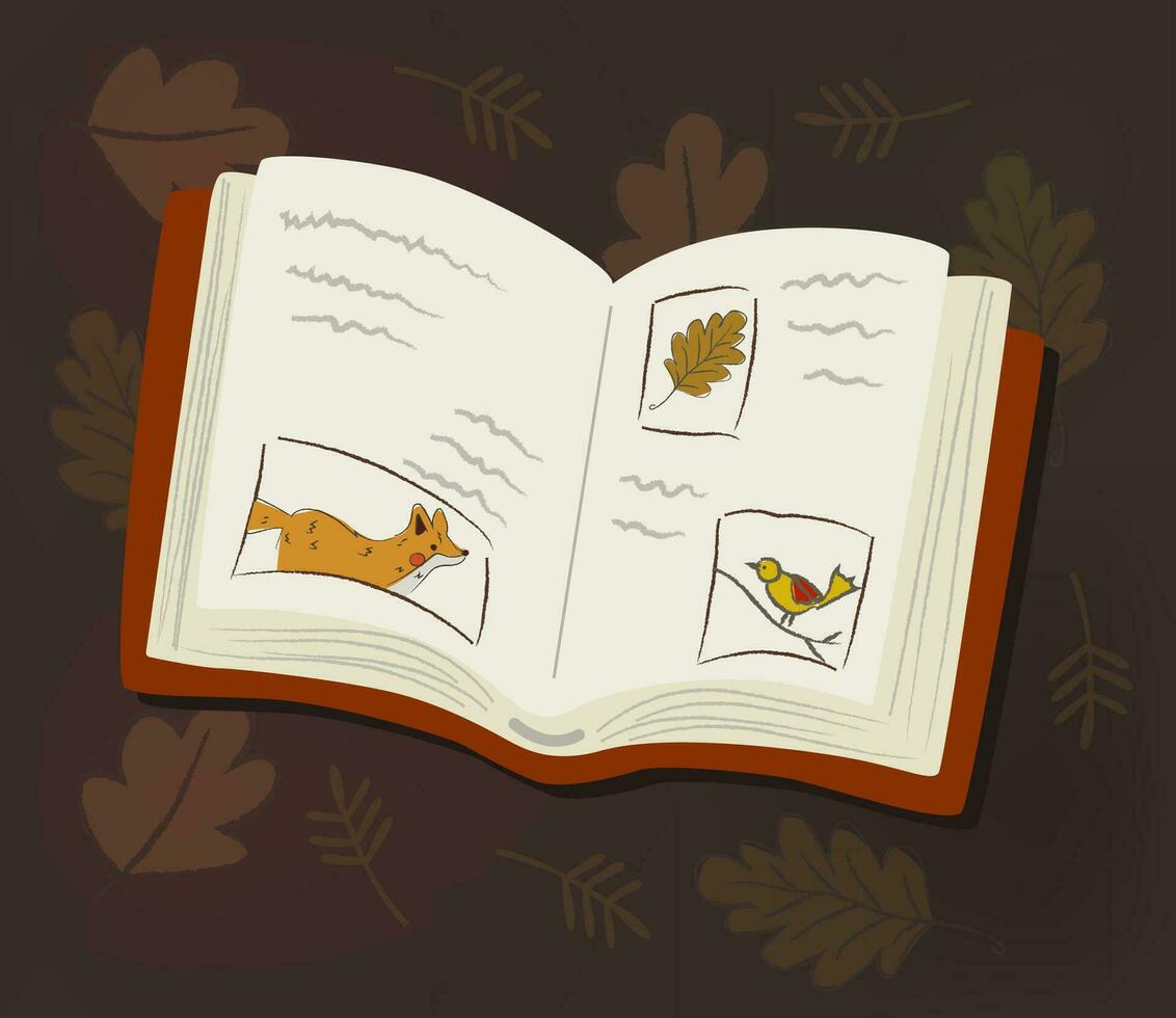 Open book with Animal illustrations, Hand drawn, Vintage cartoon style, get Knowledge, it's time for School vector