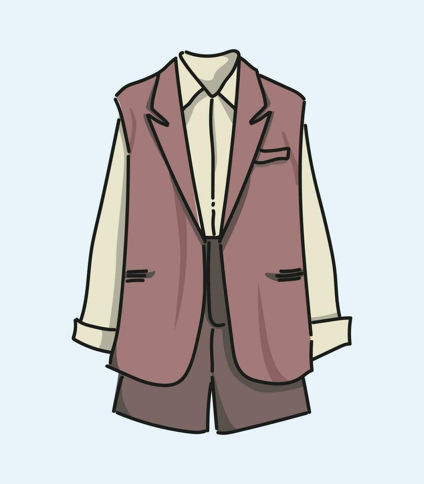 Sketch of a stylish Vest with Shorts in business style. Hand-drawn. llustration for magazines, shops and websites vector