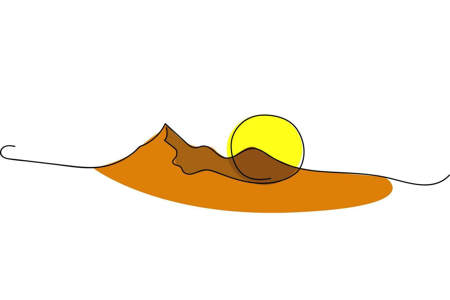 minimalista montaña línea arte, paisaje contorno dibujo, sencillo paisaje bosquejo, Dom en Desierto ilustración, naturaleza obra de arte, vector diseño, mano dibujado Pro vector