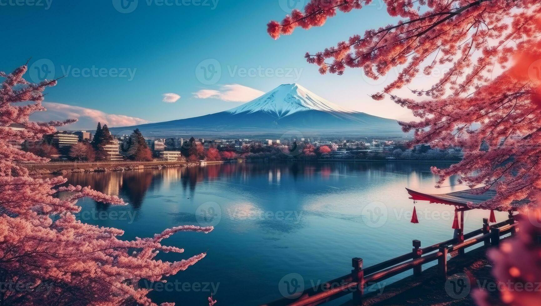 autumn seasons, mountains, and lakes in Japan 25796999 Stock