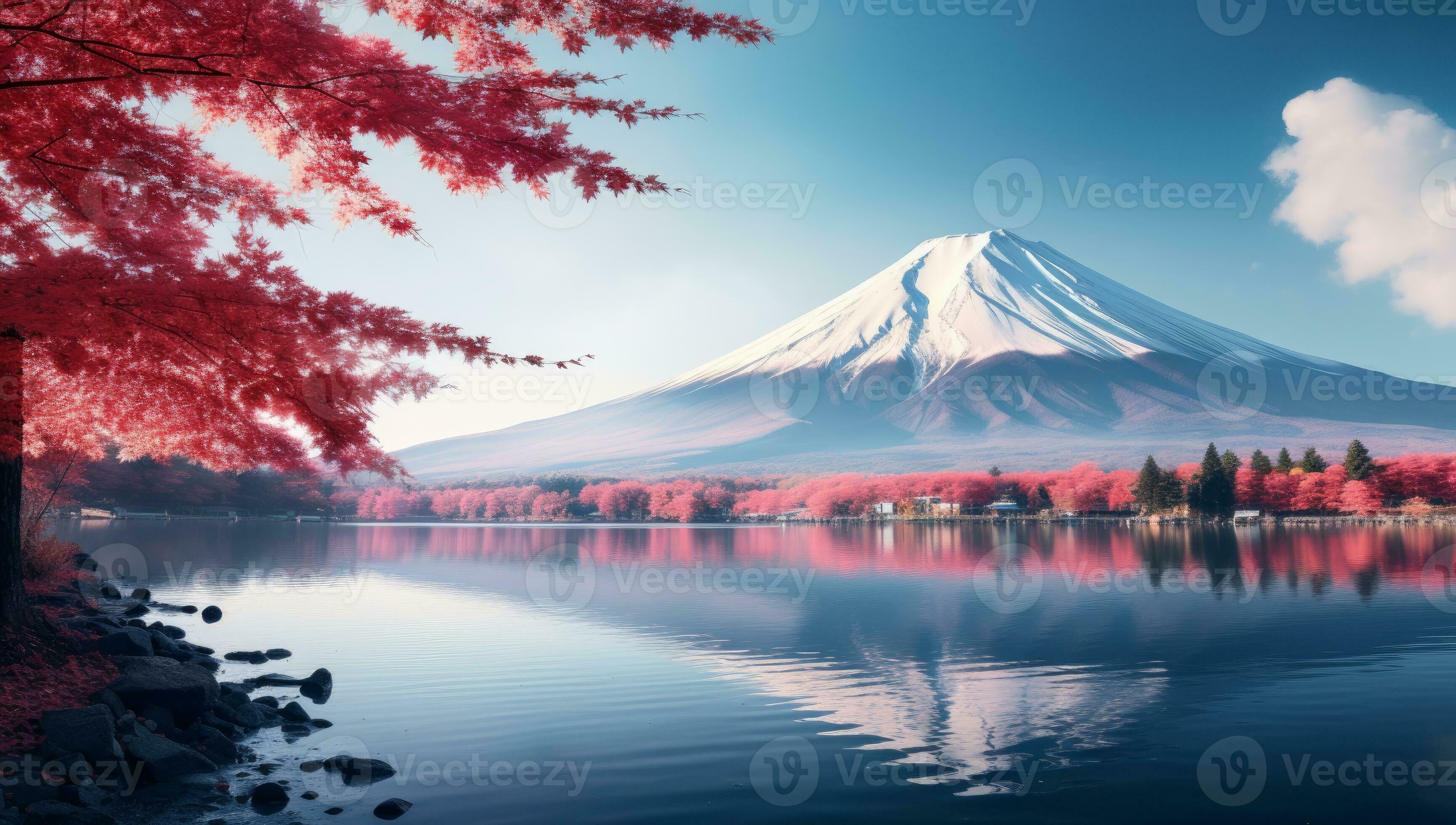 autumn seasons, mountains, and lakes in Japan 25797006 Stock