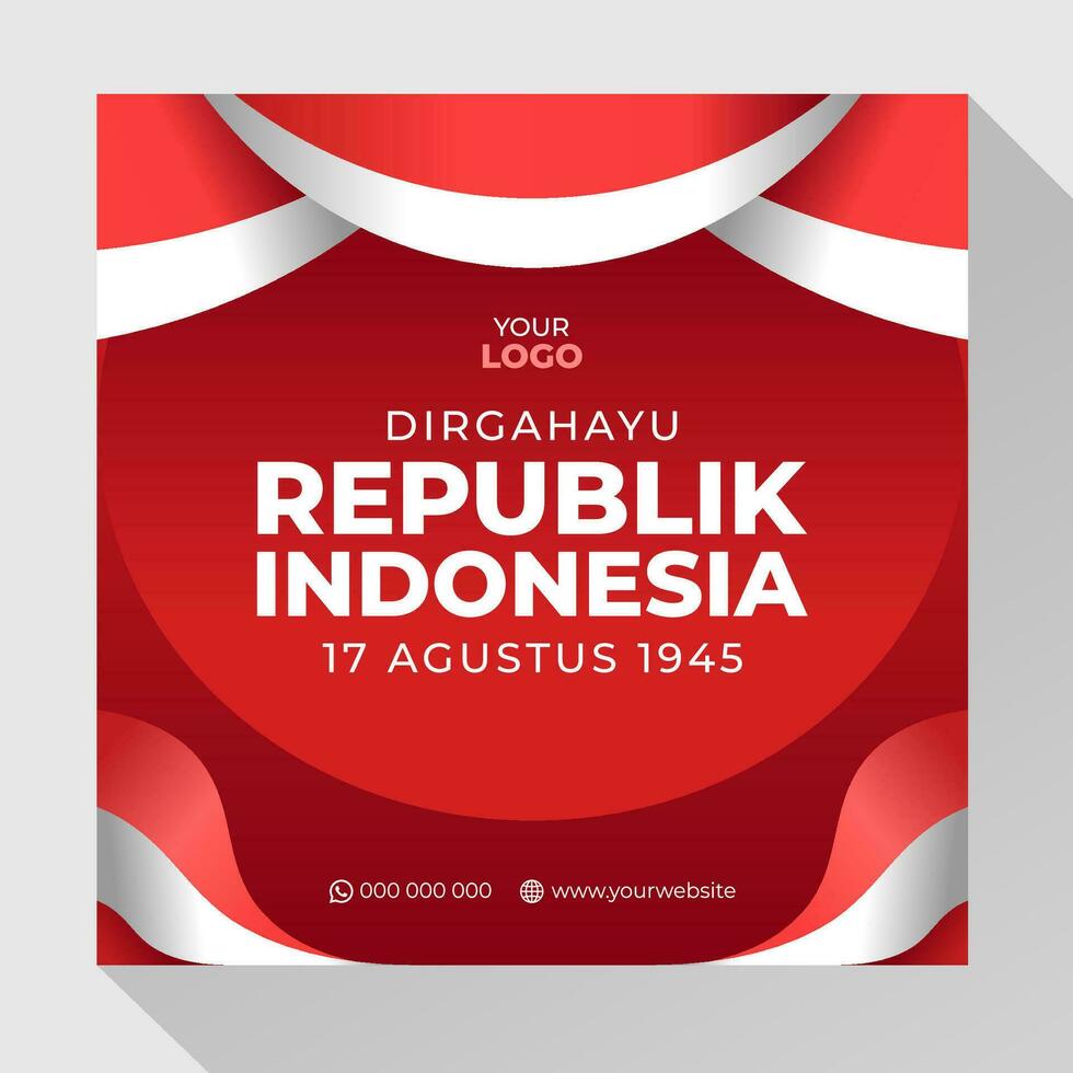 Indonesia independence day social media template design vector