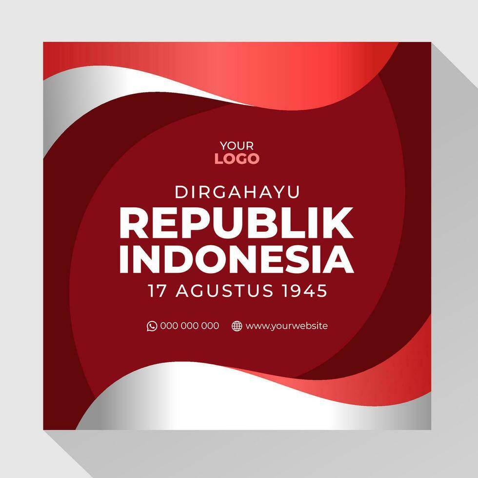 Indonesia independence day social media template design vector