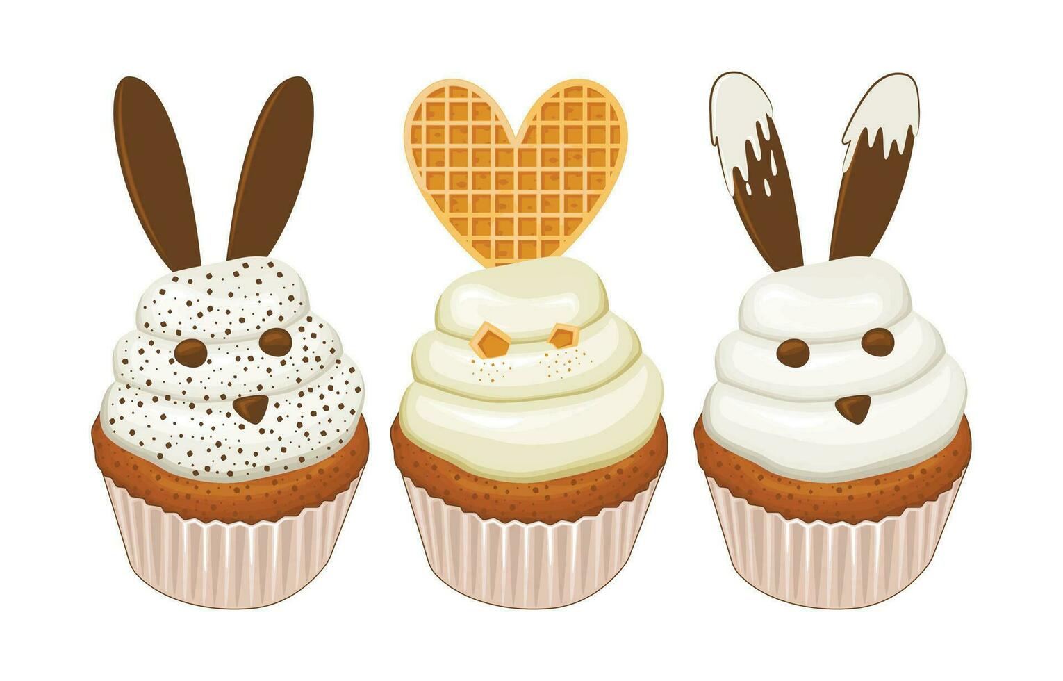 Set of cupcakes freshly bakery illustration bakery or cafe menu food illustration vector