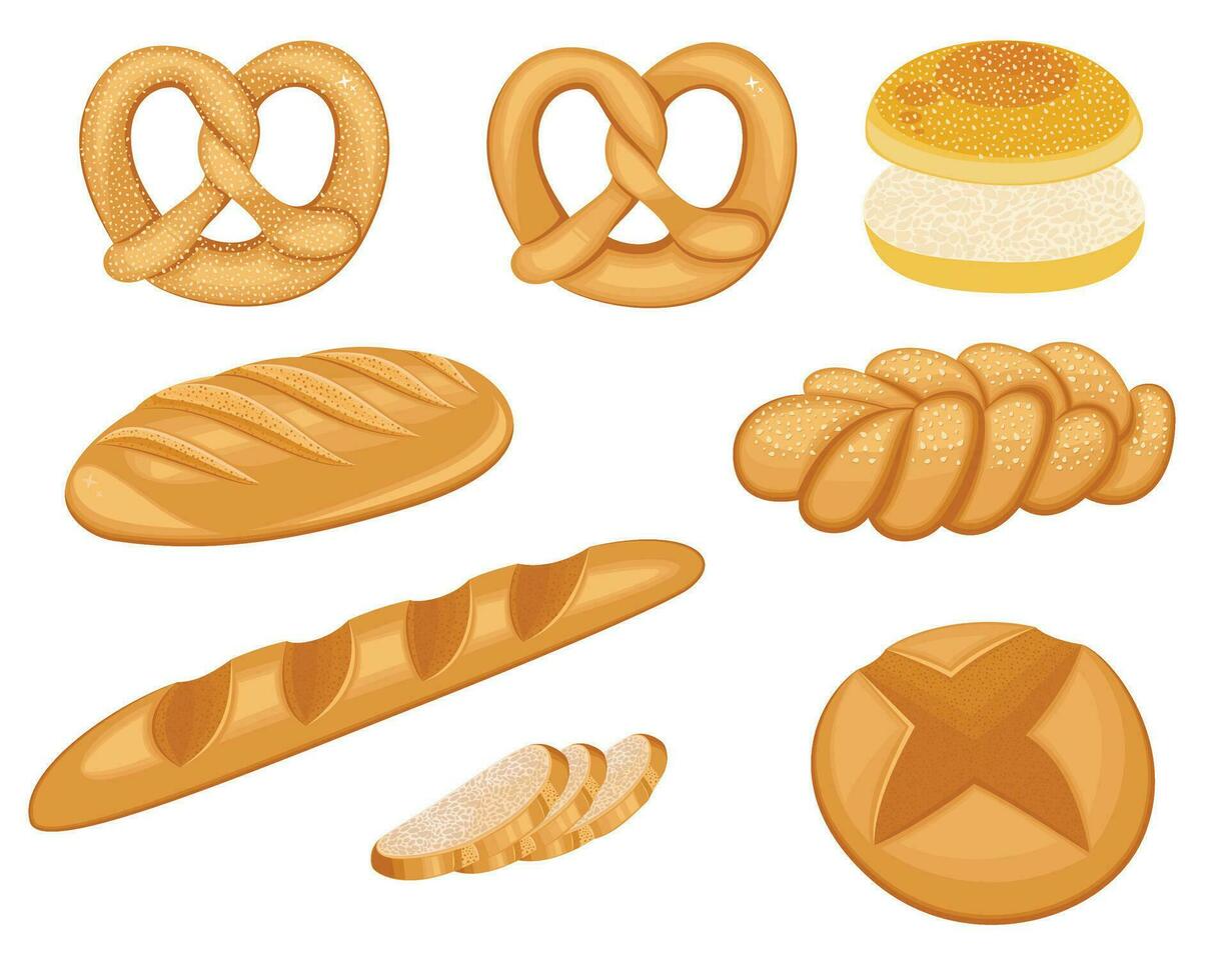 Set of bakery freshly baked for bakery or cafe menu bread food illustration vector
