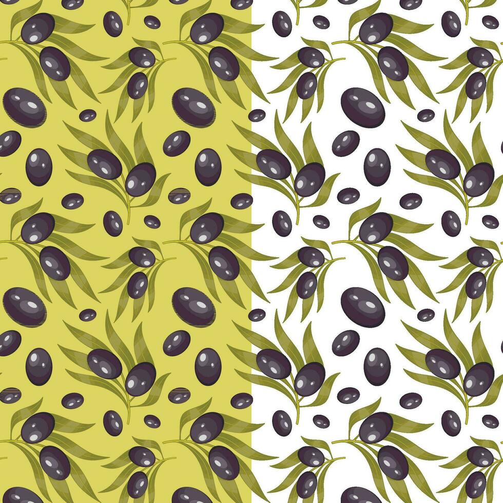 Olive braches seamless pattern botanical background vector