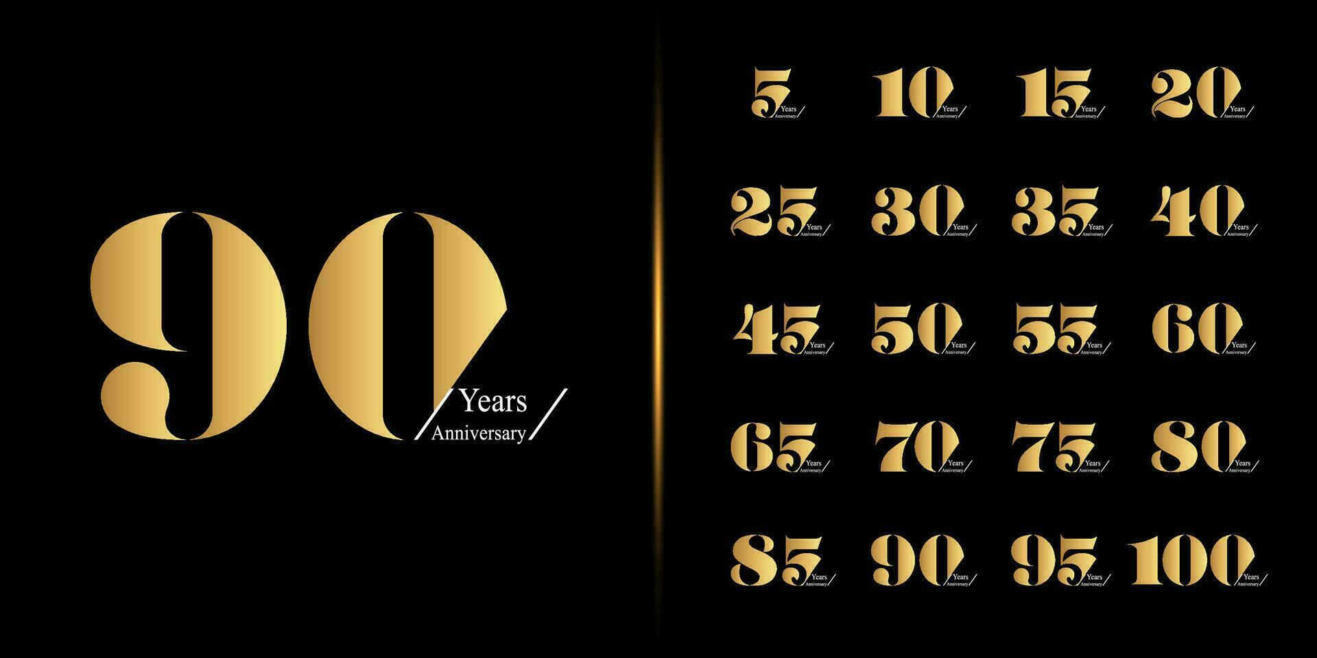 Set of premium anniversary logotype. Golden anniversary celebration emblem design for company profile, leaflet, magazine, brochure, web, banner, invitation or greeting card. vector