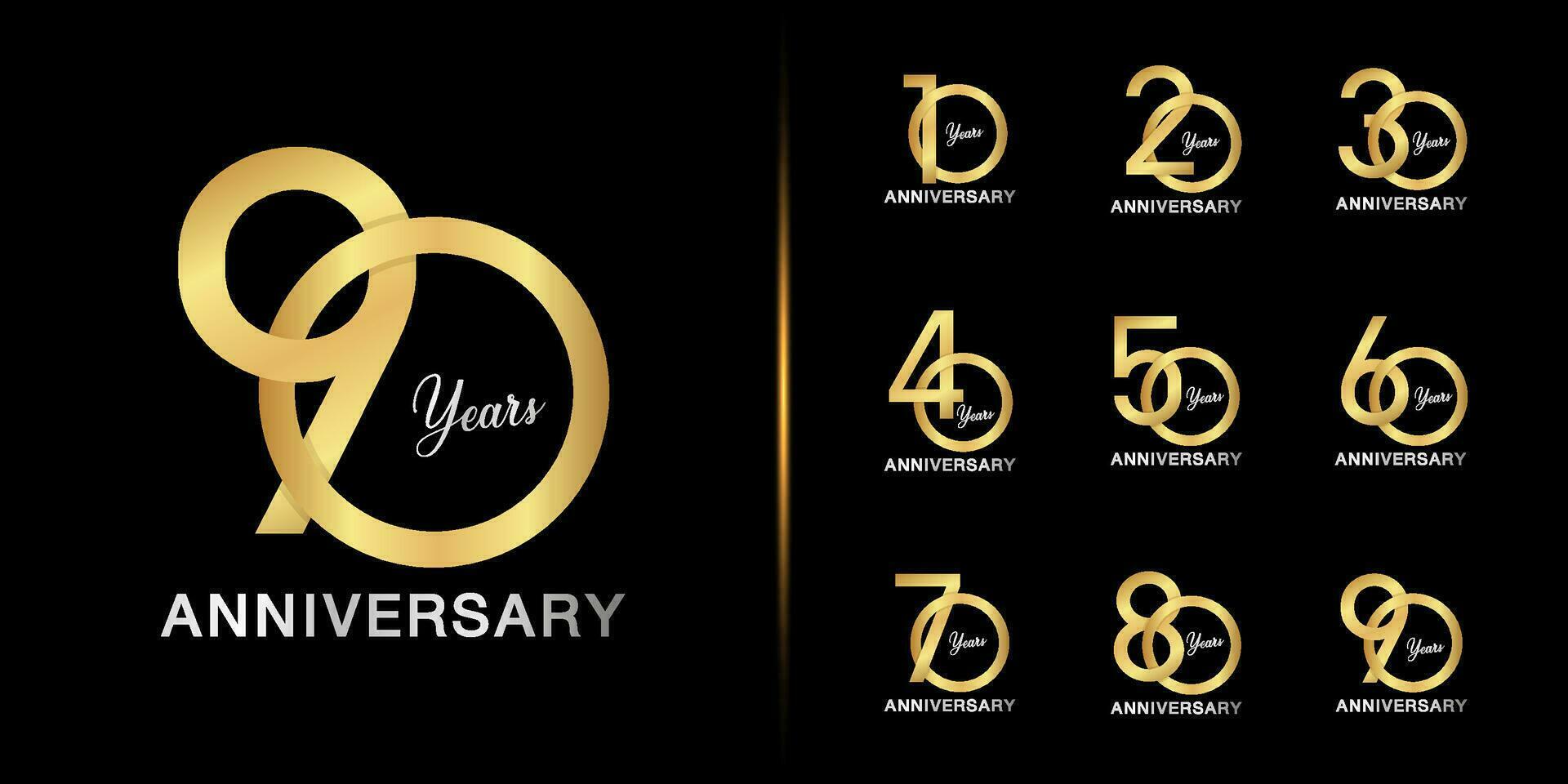 Set of premium anniversary logotype. Golden anniversary celebration emblem design for company profile, leaflet, magazine, brochure, web, banner, invitation or greeting card. vector