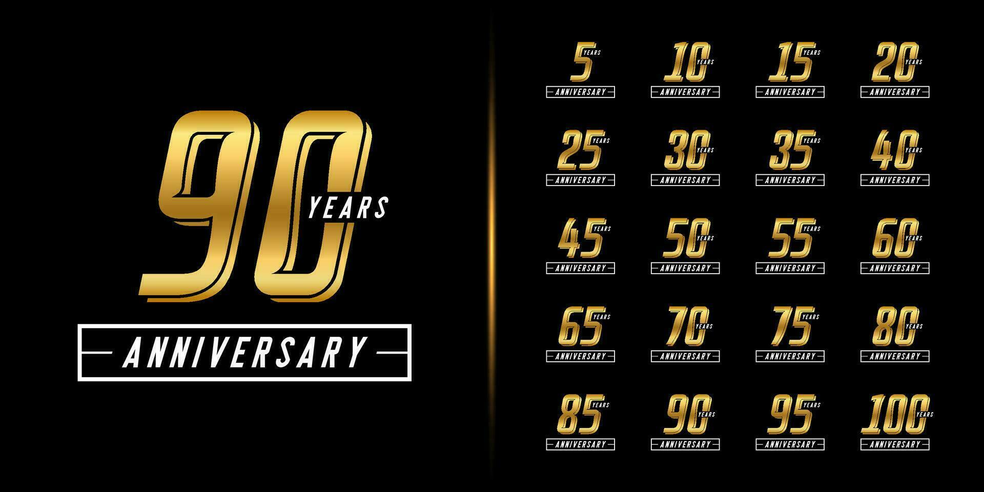 Set of premium anniversary logotype. Golden anniversary celebration emblem design for company profile, leaflet, magazine, brochure, web, banner, invitation or greeting card. vector