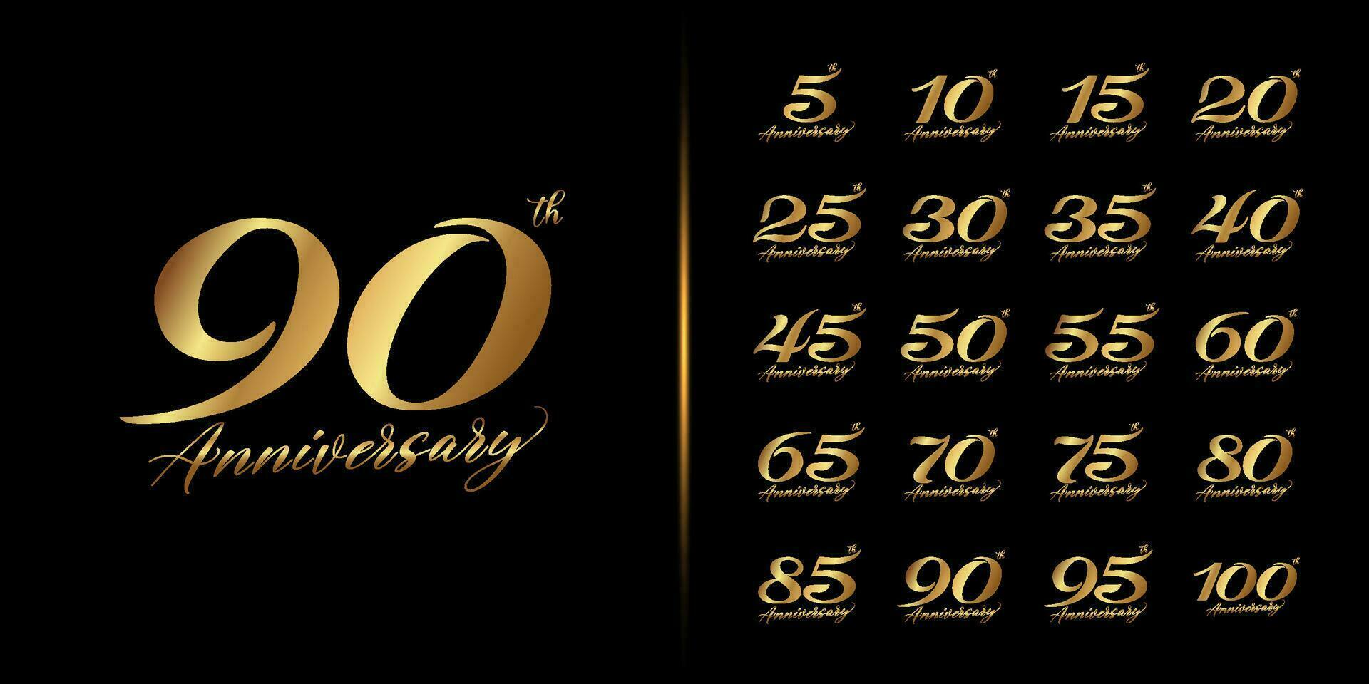 Set of premium anniversary logotype. Golden anniversary celebration emblem design for company profile, leaflet, magazine, brochure, web, banner, invitation or greeting card. vector