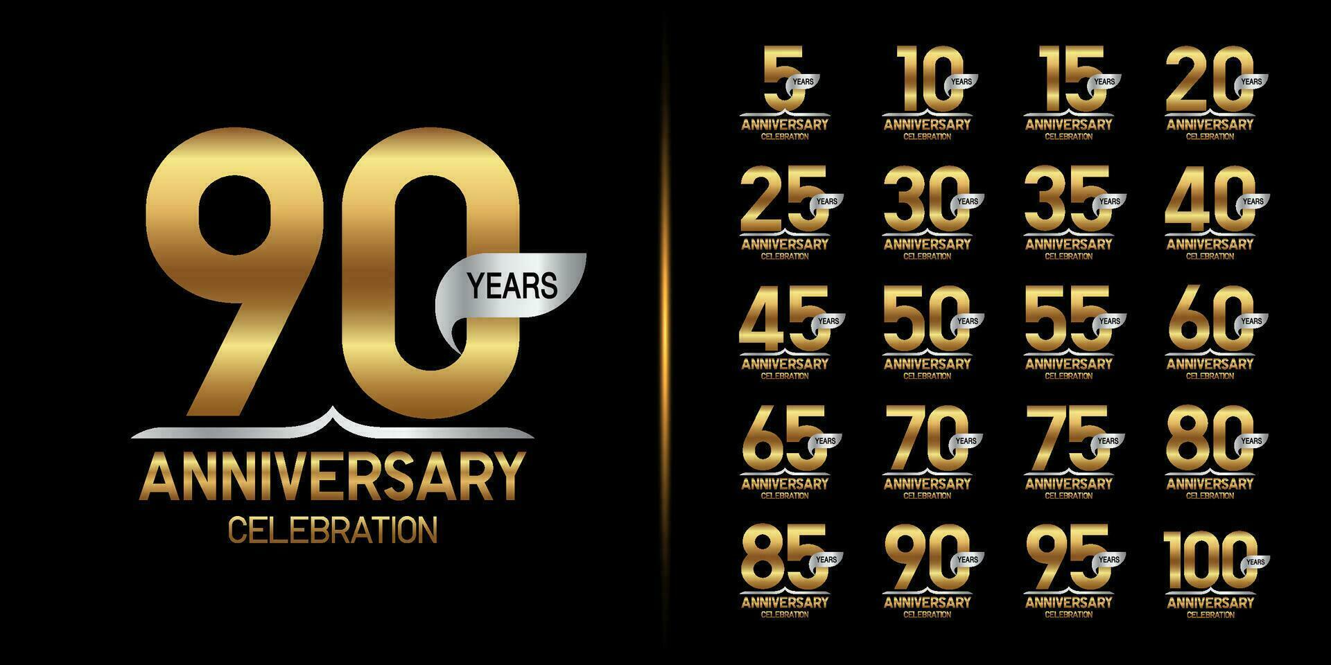 Set of premium anniversary logotype. Golden anniversary celebration emblem design for company profile, leaflet, magazine, brochure, web, banner, invitation or greeting card. vector
