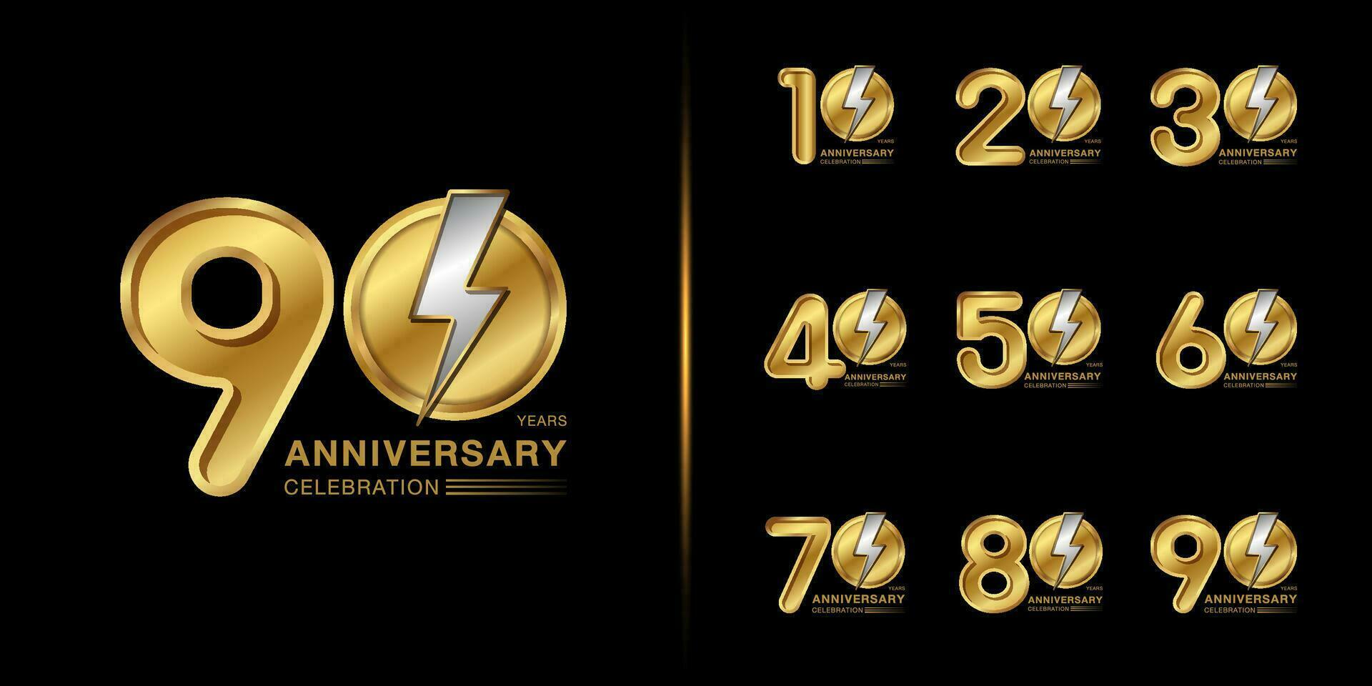 Set of premium anniversary logotype. Golden anniversary celebration emblem design for company profile, leaflet, magazine, brochure, web, banner, invitation or greeting card. vector