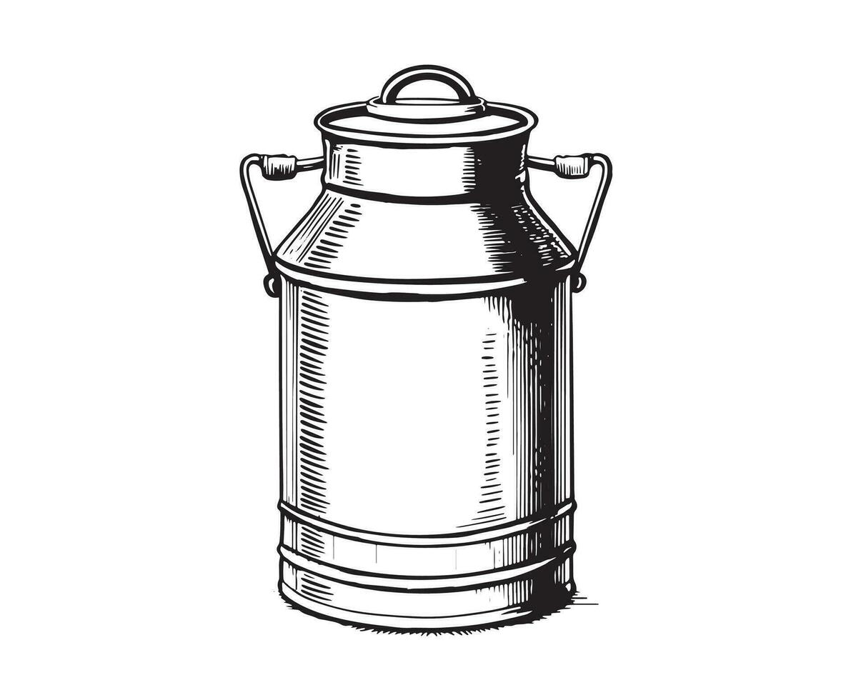 Milk can vector sketch line drawing