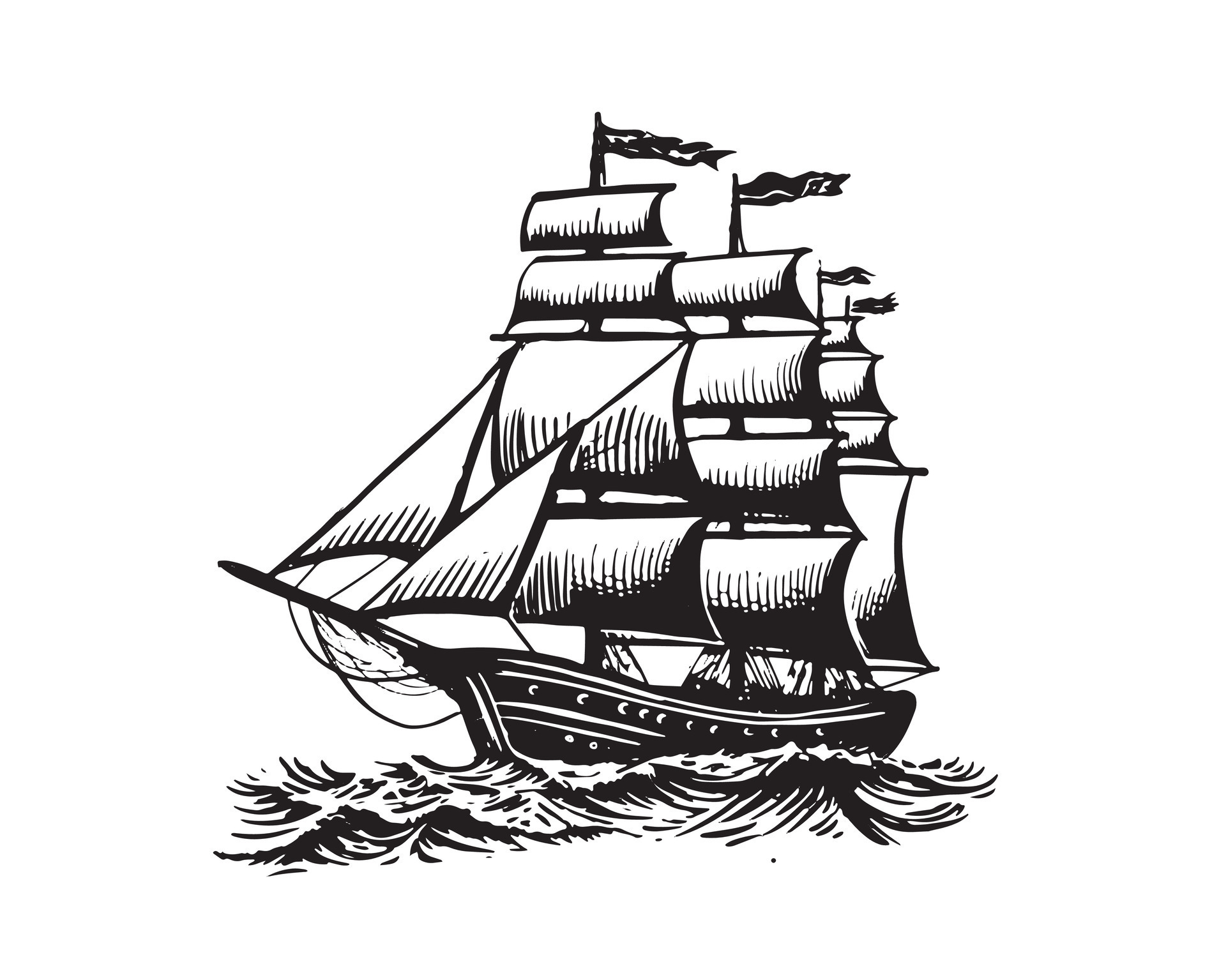 Sailing ship sketch, hand drawn illustrations. Vector. 25797752 Vector