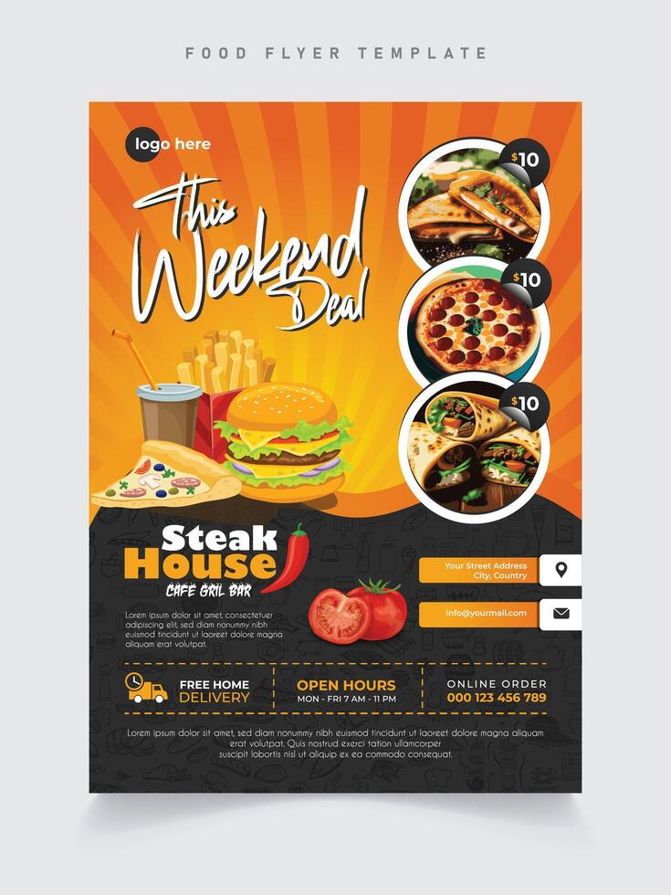 Set of restaurant menu, brochure, flyer design templates in A4 size. Vector illustrations for food and drink marketing material, ads, natural products presentation templates, cover design.