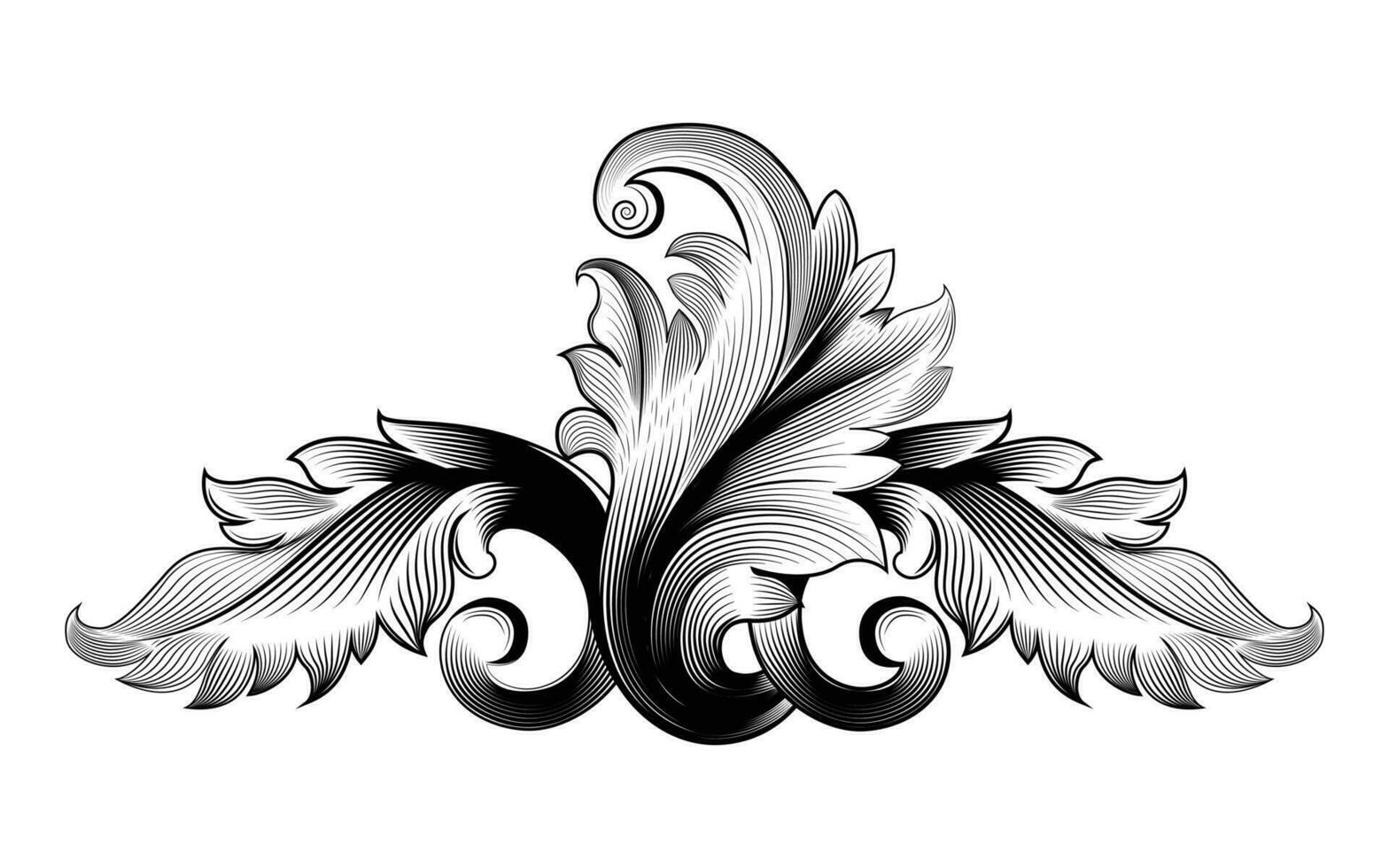 Vintage baroque elements black white elegant sketch vector