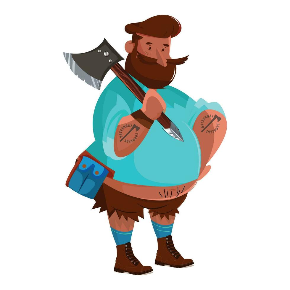 Lumberjack icon colored cartoon character sketch vector