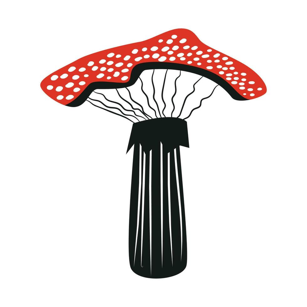Cartoon mushroom stock illustration. Red and white mushroom with a white background stock illustration vector