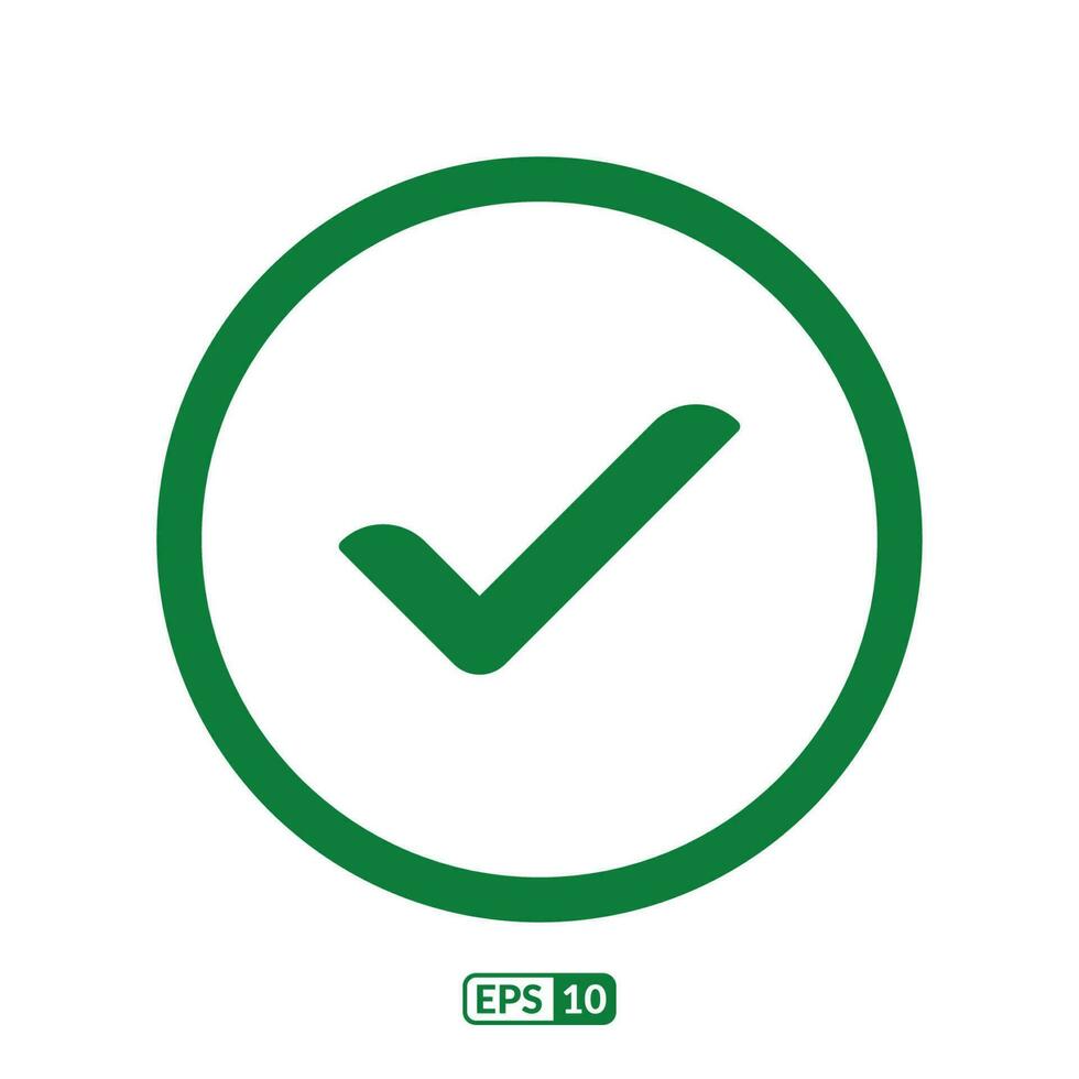 Checkmark circle line green flat icon vector