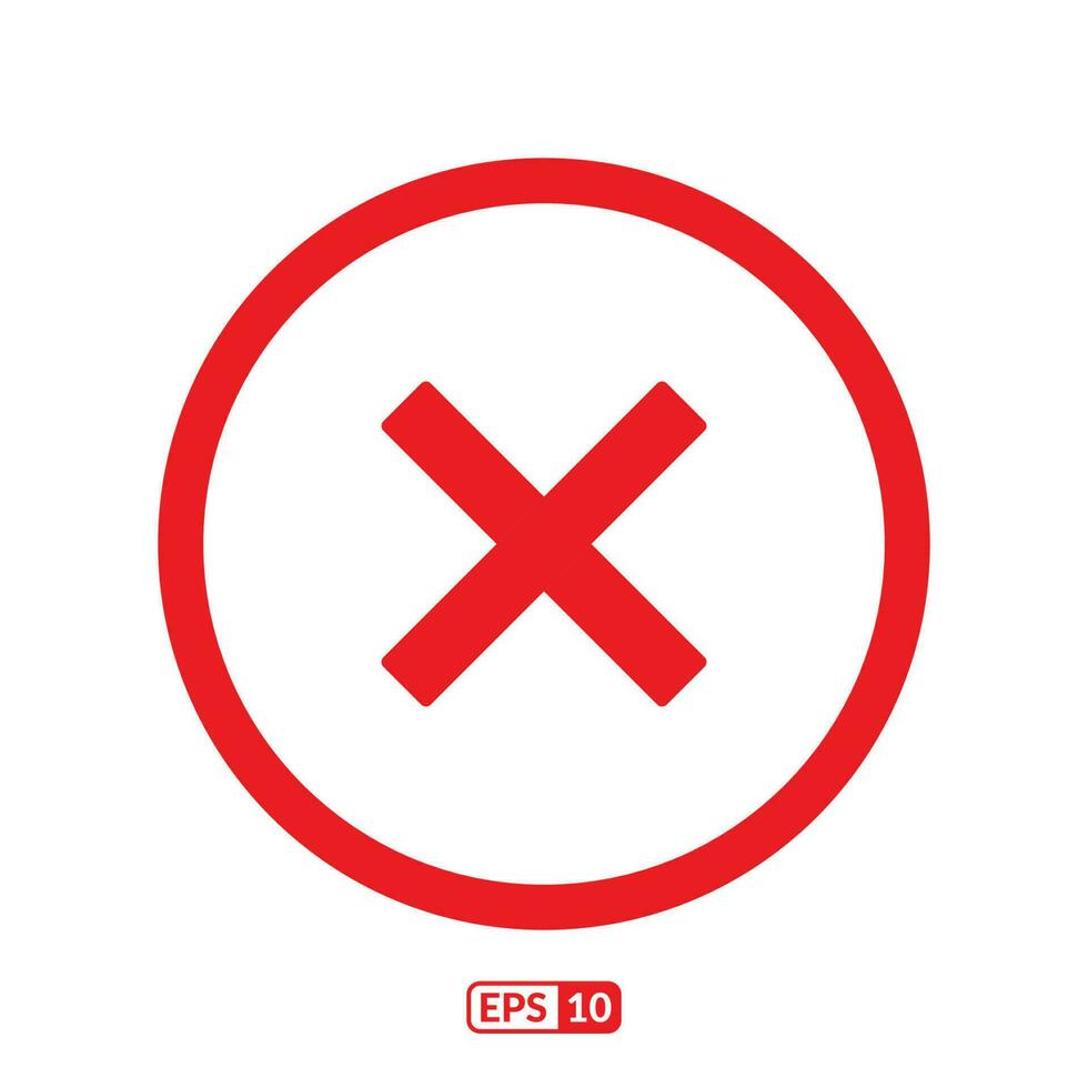 Crossmark circle line red icon. vector