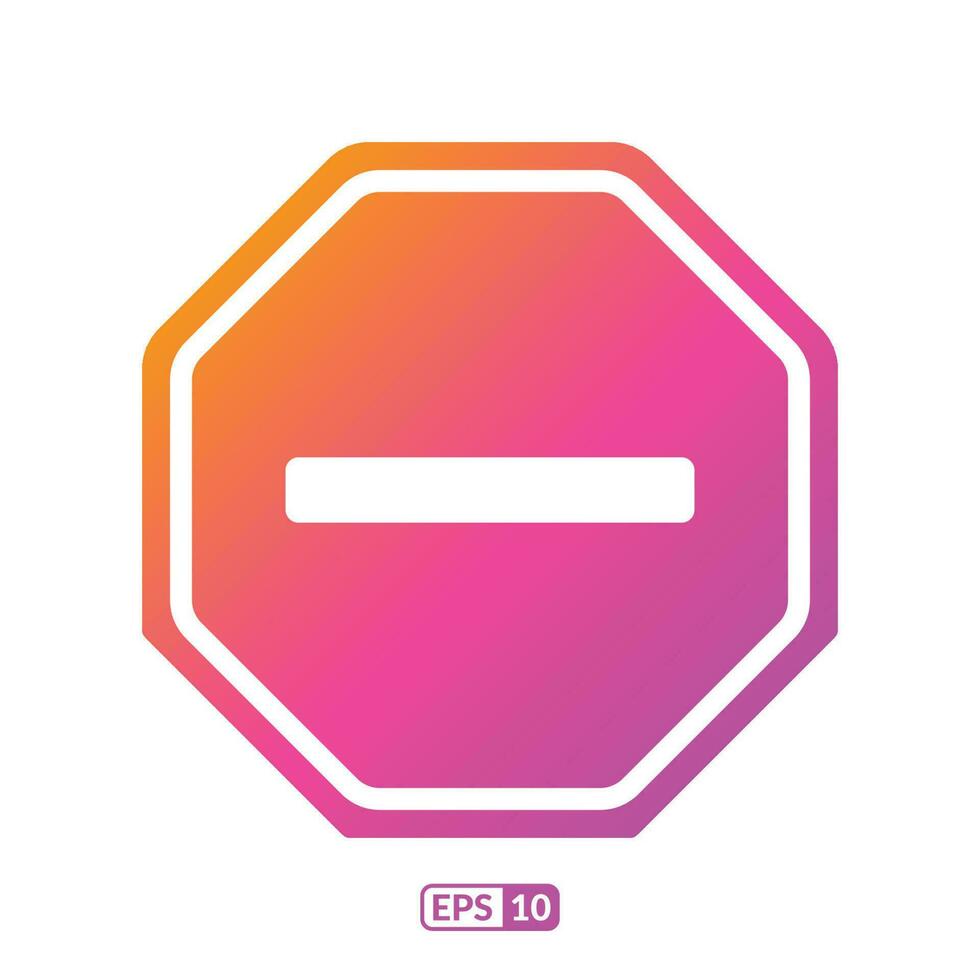 Minus sign hexagon shaped color icon. vector