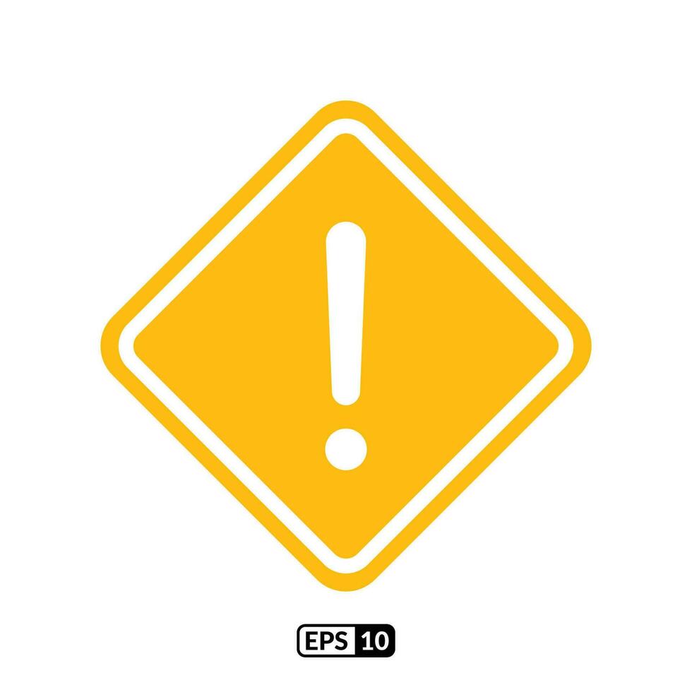 Caution yellow flat symbol. vector