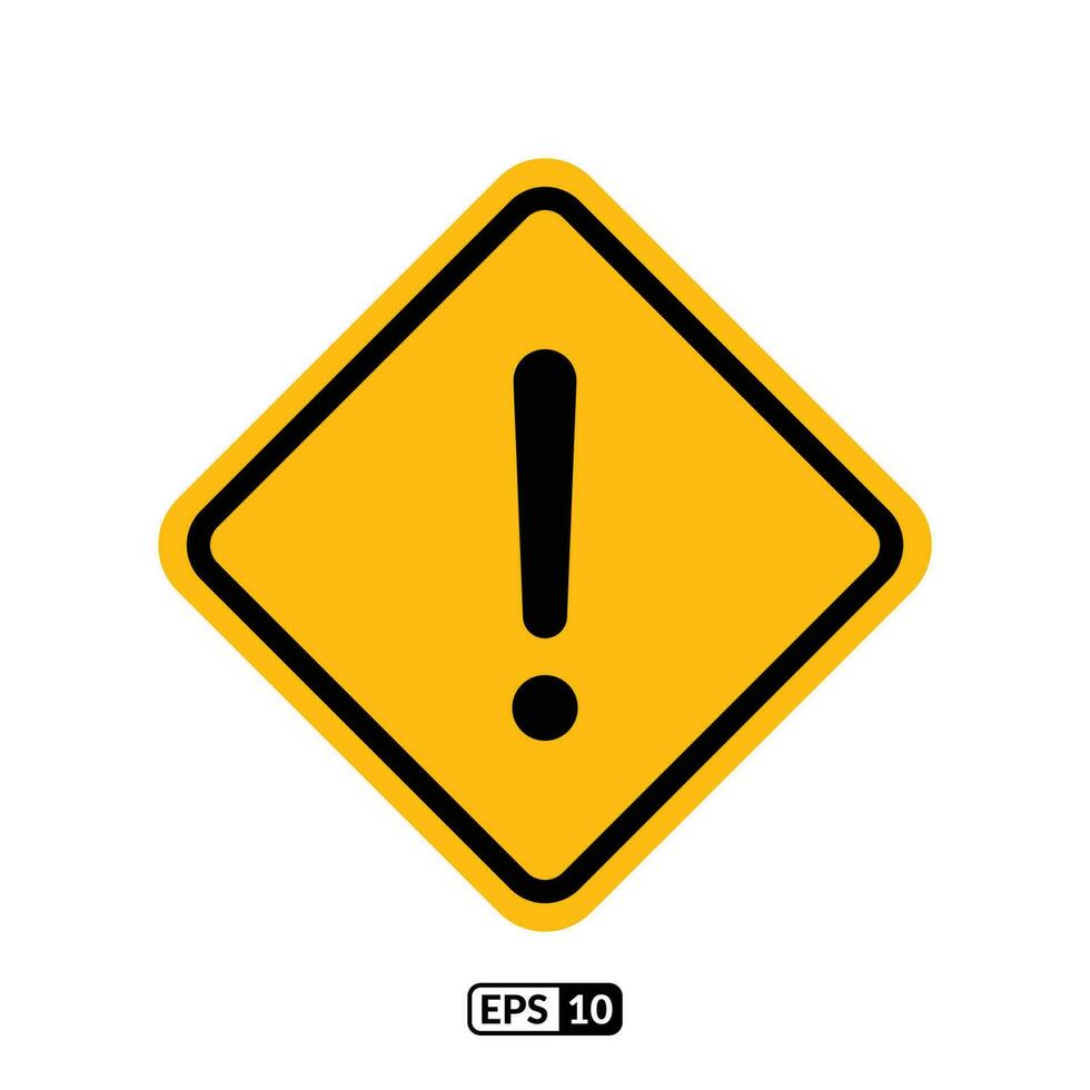 Caution yellow color flat symbol. vector