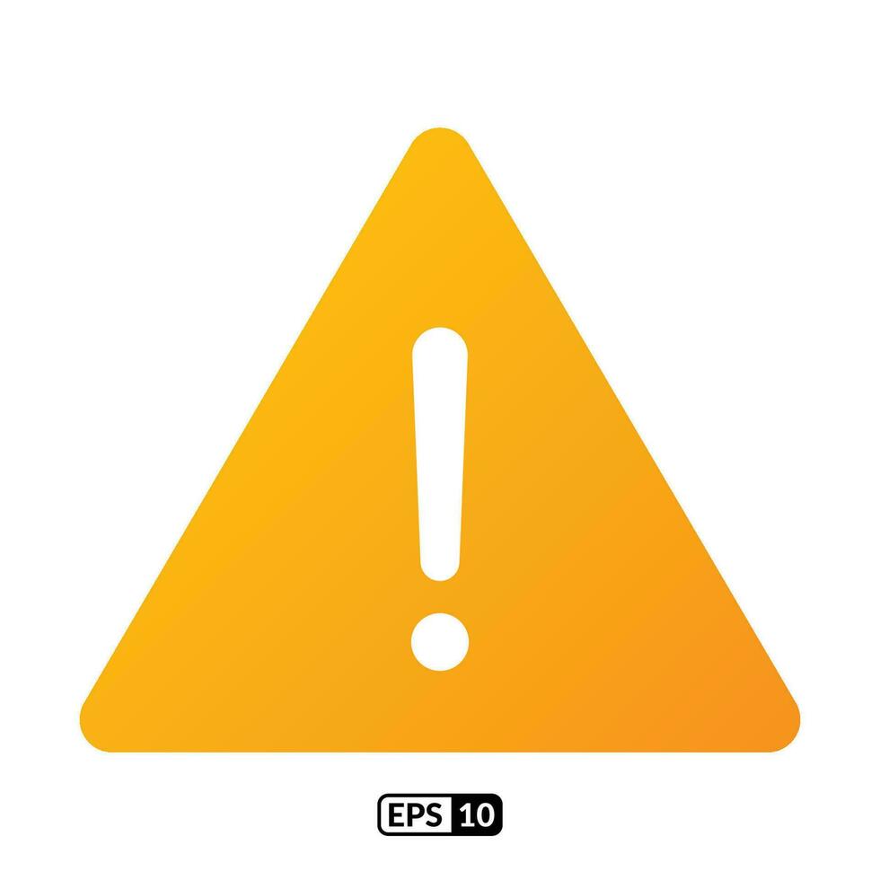 Caution sign gradient yellow icon. vector