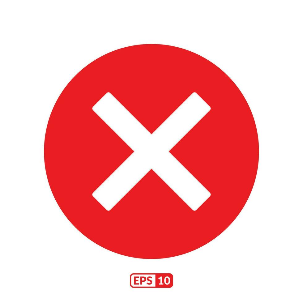 Cross mark red symbol EPS10. vector