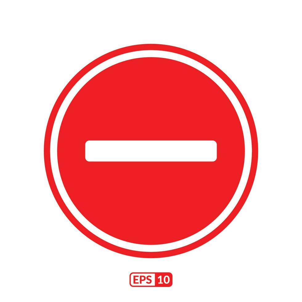 Red circle minus sign flat icon. vector