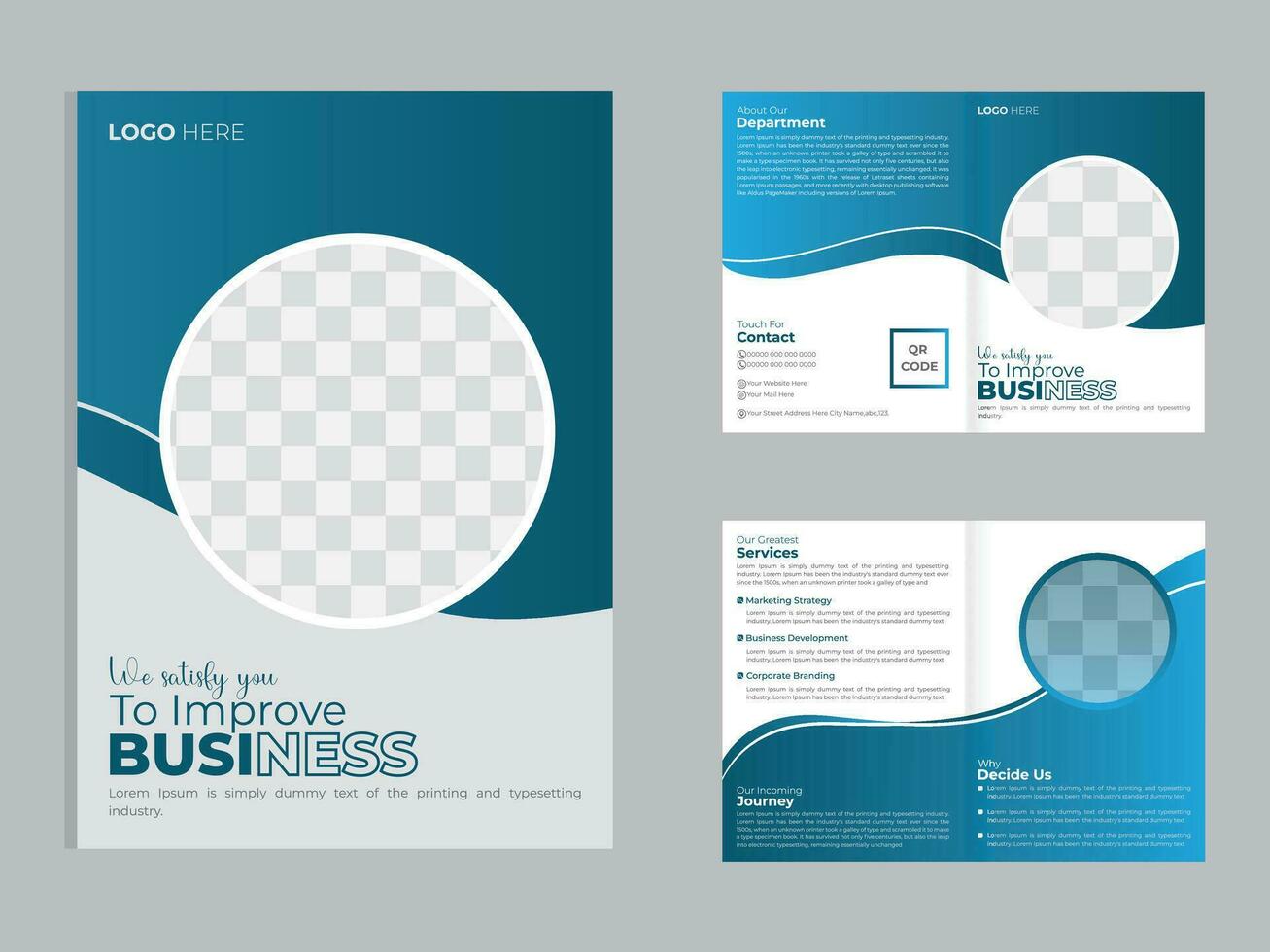 Creative Modern Bifold Business Brochure Design Vector