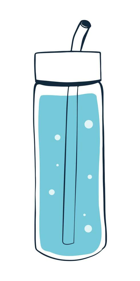 water bottle, sport bottle with snorkel, vector illustration