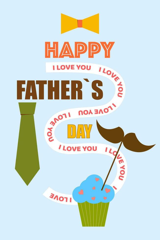 Postcard for Father's Day. Poster in retro style. Paper cut. Vector illustration.